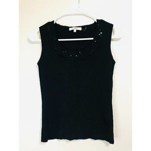 Vertigo Paris Women's Stretchy Bodycon Blouse with Lace/Sequin Neckline, Size S